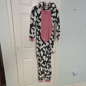 Kids Cow Print Pajamas with Pink Accents